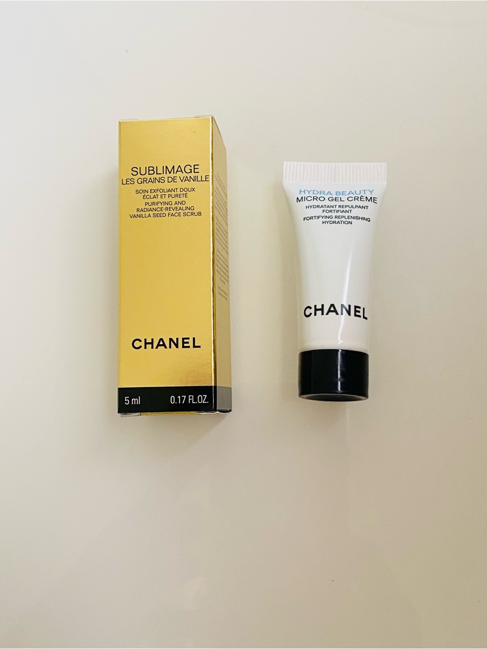 CHANEL Hydra Beauty Micro Gel Crème & Vanilla Sees Scrub Sublimage Trial Size